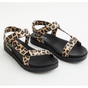 Torrid Sandals Womens Animal Print Hook  Loop Black Neutral
